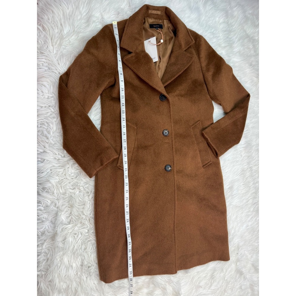 Quince Italian Wool Camel Hair Single Breasted Midi Coat Women's XS NWT - Picture 9 of 16